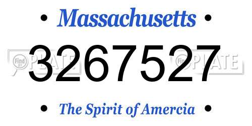 3267527 Massachusetts License Plate