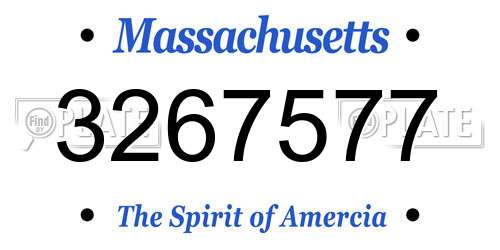 3267577 Massachusetts License Plate