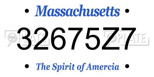 32675Z7 Massachusetts License Plate