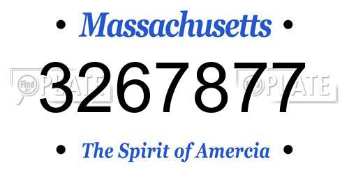 3267877 Massachusetts License Plate