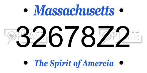 32678Z2 Massachusetts License Plate
