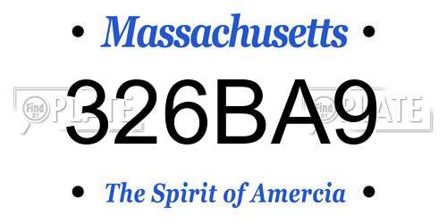 326BA9 Massachusetts License Plate