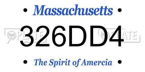 326DD4 Massachusetts License Plate