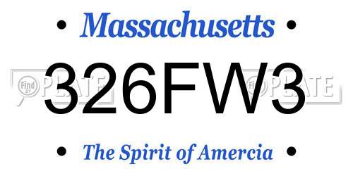 326FW3 Massachusetts License Plate