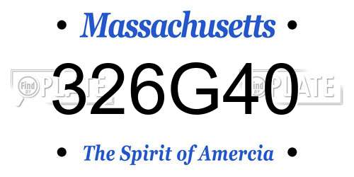 326G40 Massachusetts License Plate