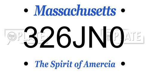 326JN0 Massachusetts License Plate