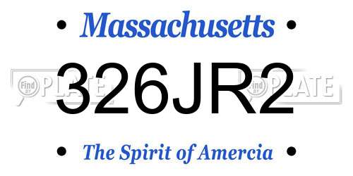 326JR2 Massachusetts License Plate