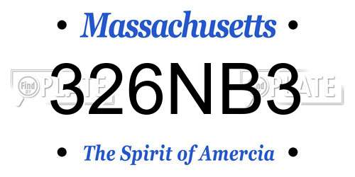 326NB3 Massachusetts License Plate