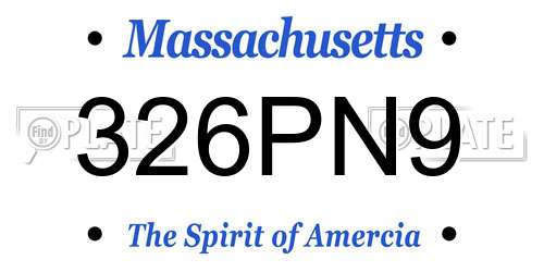 326PN9 Massachusetts License Plate