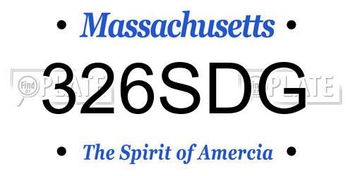 326SDG Massachusetts License Plate