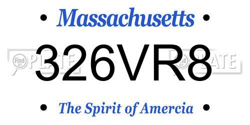 326VR8 Massachusetts License Plate