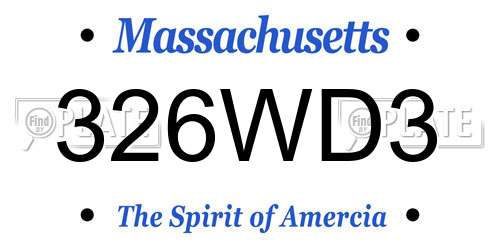 326WD3 Massachusetts License Plate