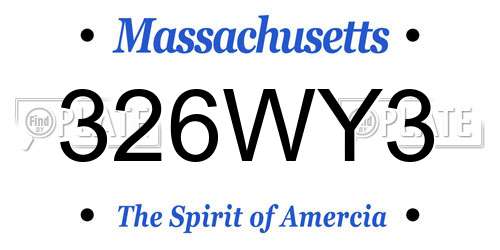 326WY3 Massachusetts License Plate