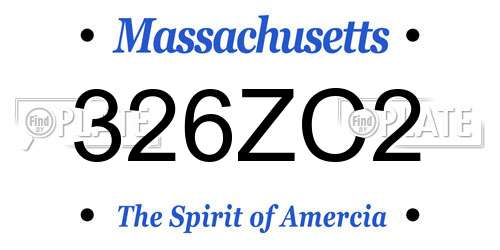326ZC2 Massachusetts License Plate