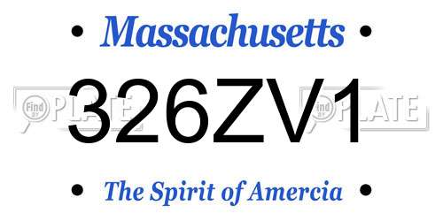 326ZV1 Massachusetts License Plate