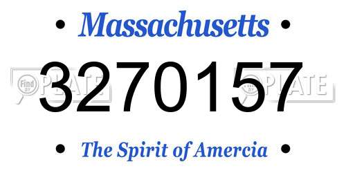 3270157 Massachusetts License Plate