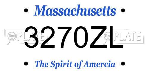 3270ZL Massachusetts License Plate