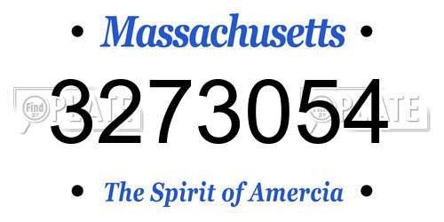 3273054 Massachusetts License Plate