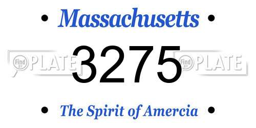 3275 Massachusetts License Plate