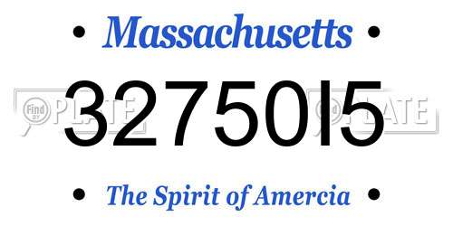 32750I5 Massachusetts License Plate