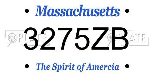 3275ZB Massachusetts License Plate