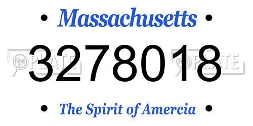 3278018 Massachusetts License Plate