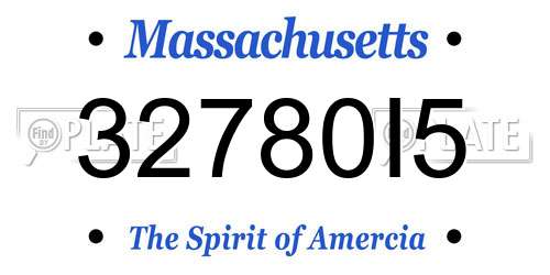 32780I5 Massachusetts License Plate