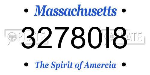 32780I8 Massachusetts License Plate