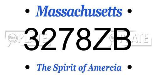 3278ZB Massachusetts License Plate