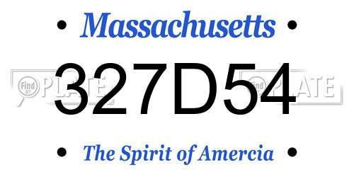 327D54 Massachusetts License Plate