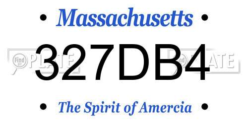 327DB4 Massachusetts License Plate