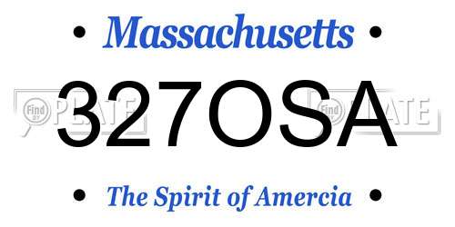 327OSA Massachusetts License Plate
