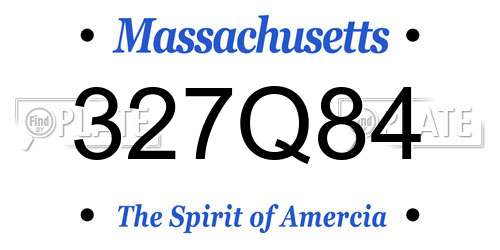 327Q84 Massachusetts License Plate