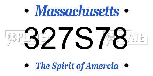 327S78 Massachusetts License Plate