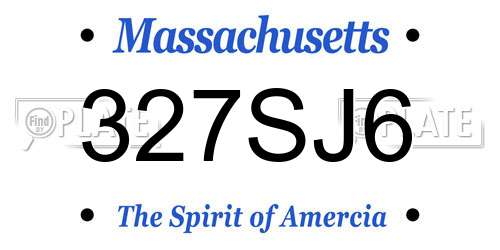 327SJ6 Massachusetts License Plate
