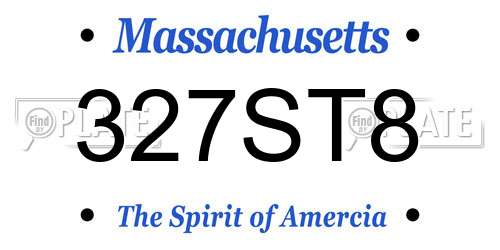 327ST8 Massachusetts License Plate