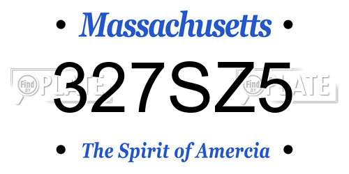 327SZ5 Massachusetts License Plate