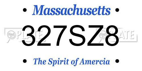 327SZ8 Massachusetts License Plate