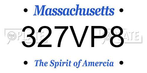 327VP8 Massachusetts License Plate