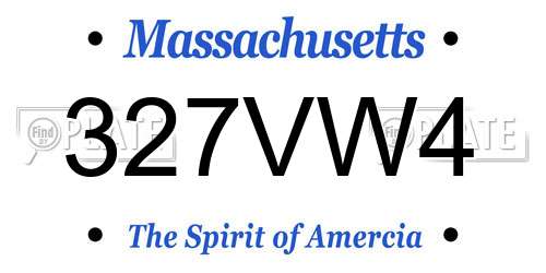 327VW4 Massachusetts License Plate