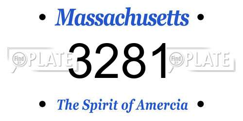 3281 Massachusetts License Plate