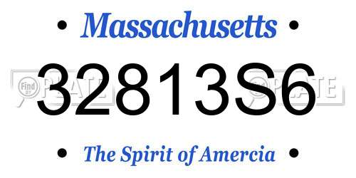 32813S6 Massachusetts License Plate