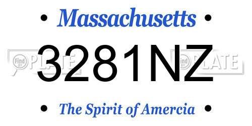 3281NZ Massachusetts License Plate