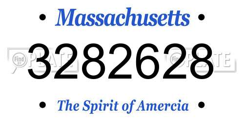 3282628 Massachusetts License Plate
