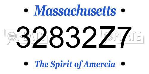 32832Z7 Massachusetts License Plate