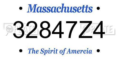 32847Z4 Massachusetts License Plate