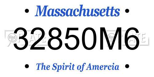 32850M6 Massachusetts License Plate