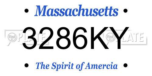 3286KY Massachusetts License Plate