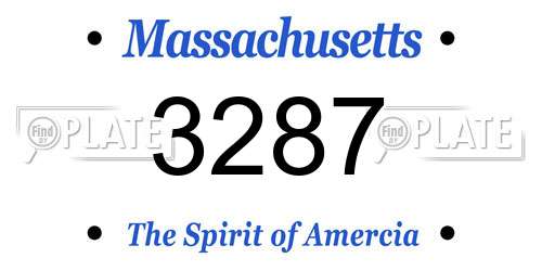 3287 Massachusetts License Plate
