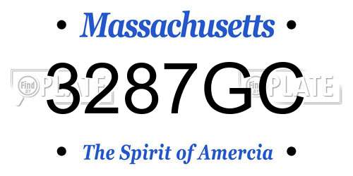 3287GC Massachusetts License Plate